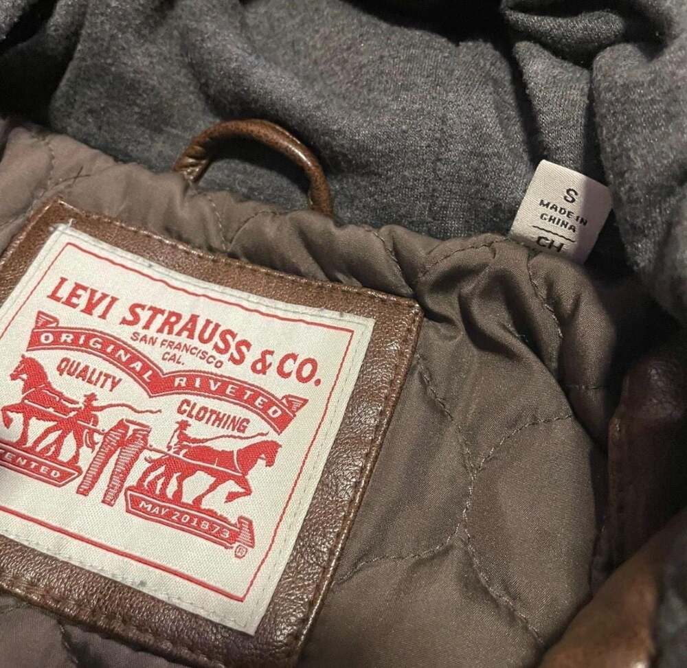 Levi's Men's Brown Faux-Leather Hooded Racer Jacket - Picture 4 of 5